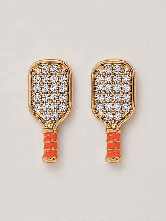 BaubleBar Jewelry - New! Preppy Gold Rhinestone Pickleball Post Earrings NWOT 2011